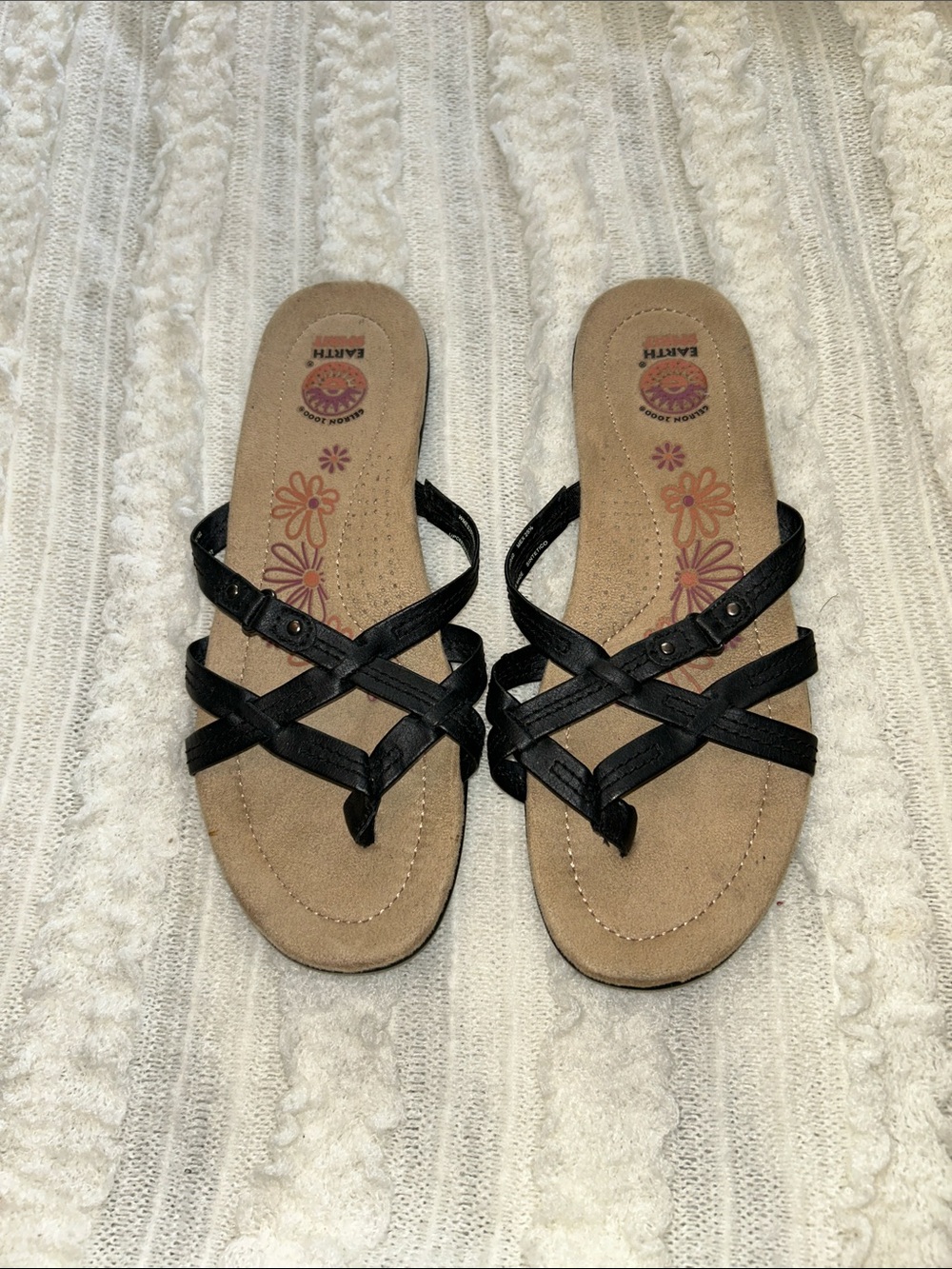 💐 10 for $50 Earth Black Strappy Comfort Slide Sandals - Women's